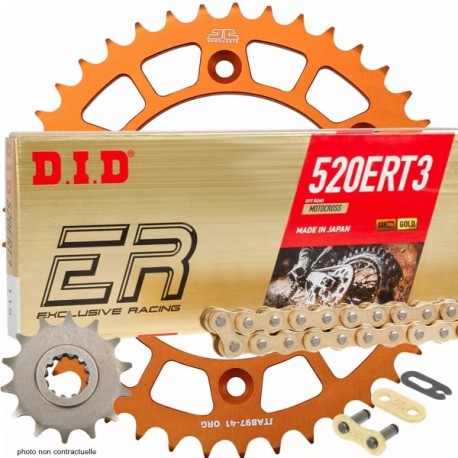 Kit Chaine Alu COLOR DID 520 ERT3 KTM 250 et 300 SX-MX    