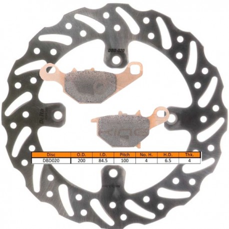 Kit disque de frein arrière + plaquettes DELTA Braking SUZUKI RM 85 Année:2005 à 2024