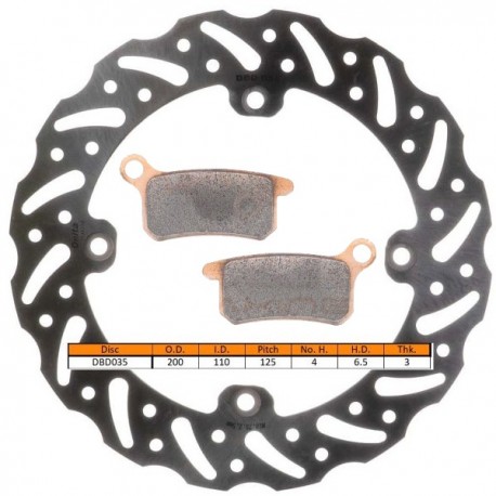 Kit disque de frein arrière + plaquettes DELTA Braking KTM SX 85 grandes roues  Année:2004 à 2010