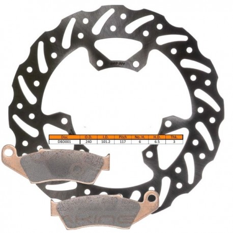 Kit disque de frein avant + plaquettes DELTA Braking HONDA CR 125 Année:1995 à 2007